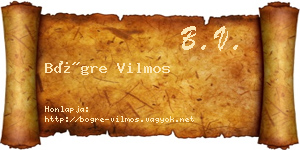 Bögre Vilmos névjegykártya